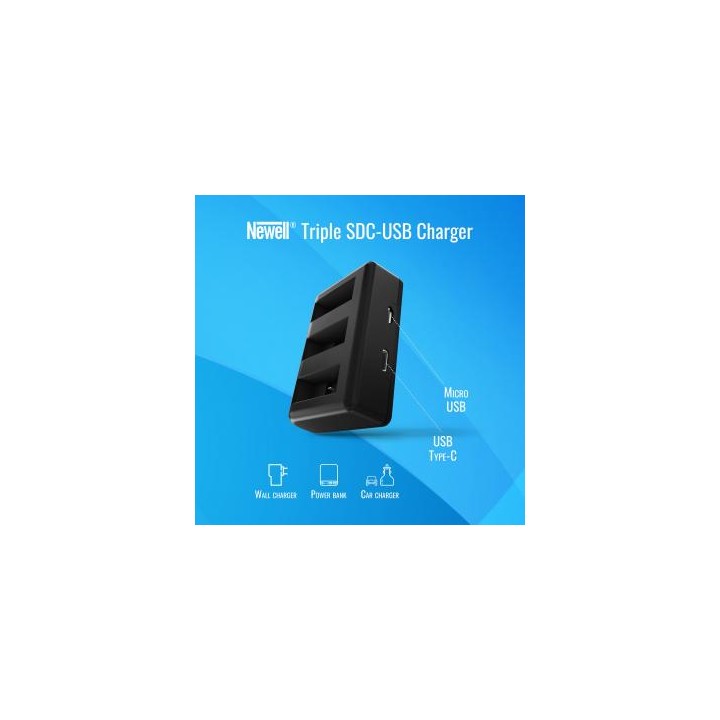 Ładowarka trójkanałowa Newell SDC-USB do akumulatorów AHDBT-901 do GoPro