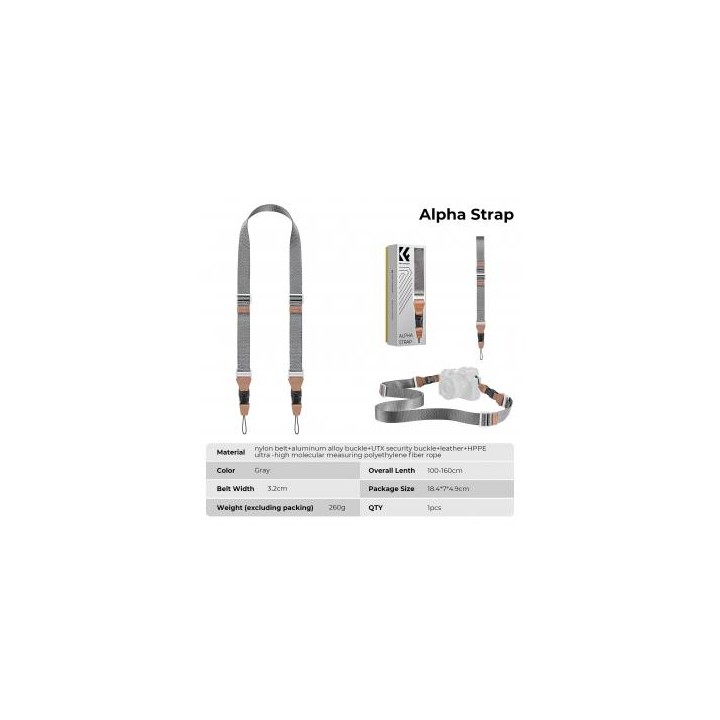 Pasek do aparatu K&F Concept Alpha Strap - szary