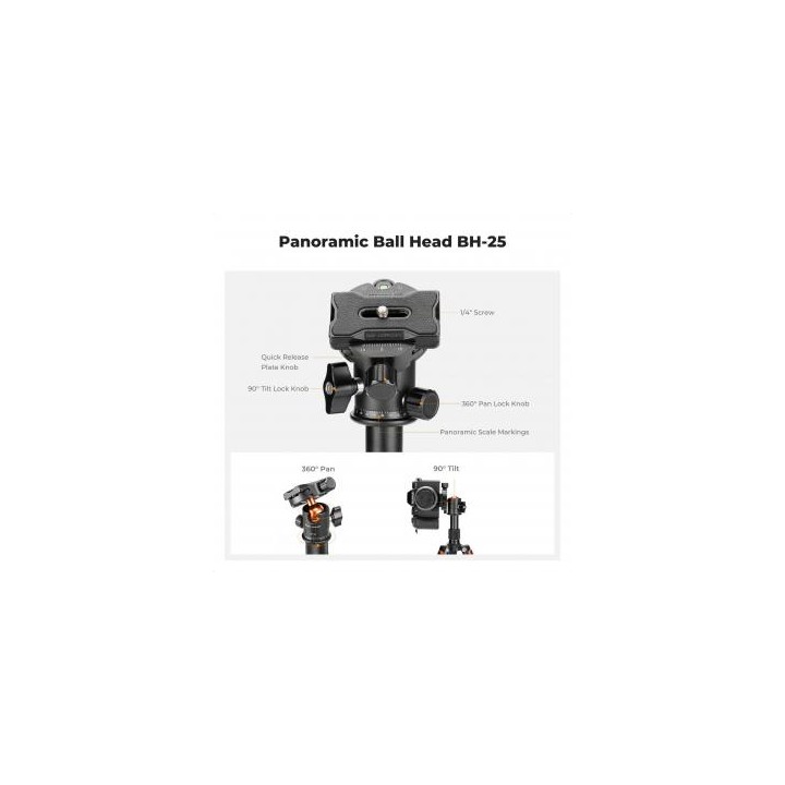 Statyw K&F Concept S225A1 z głowicą kulową BH-25