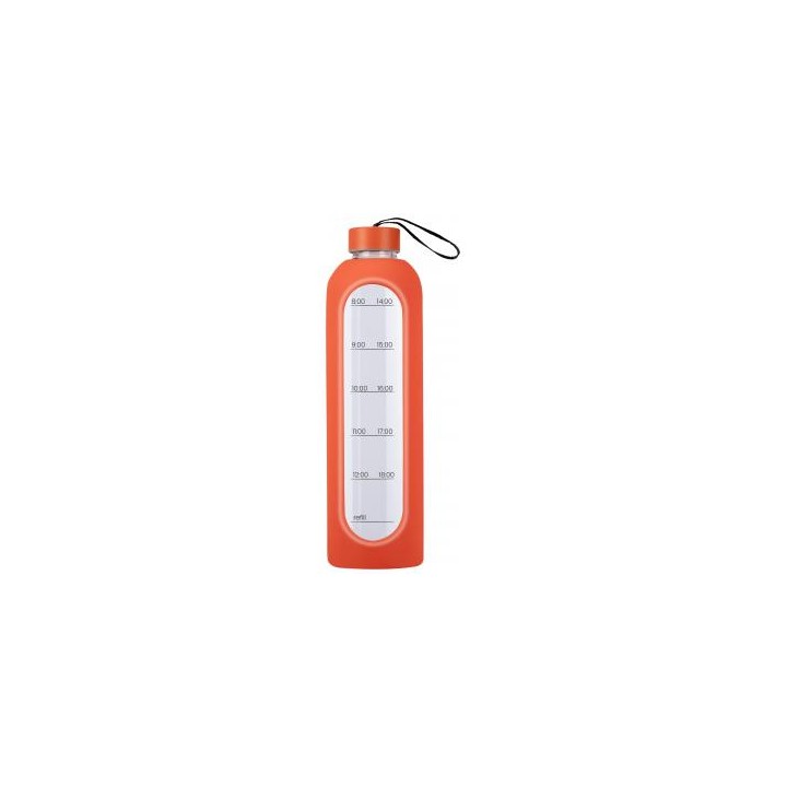 Butelka szklana KiCA Hydro Glass 1000 ml - pomarańczowa