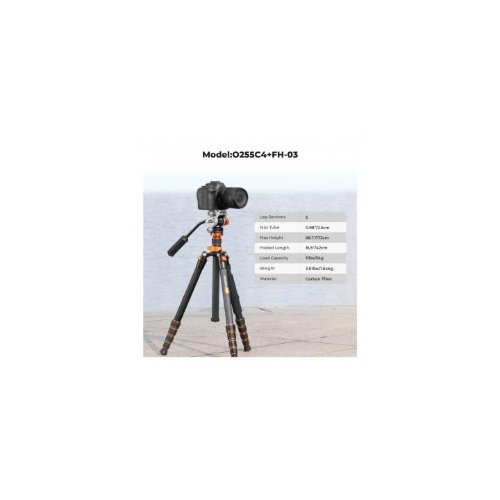 Statyw video K&F Concept O255C4 z głowicą FH-03