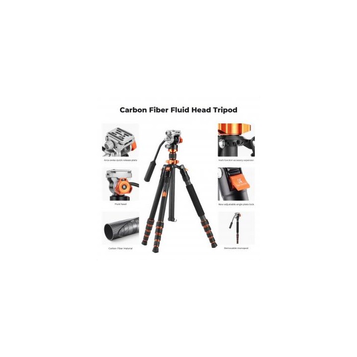 Statyw video K&F Concept O255C4 z głowicą FH-03