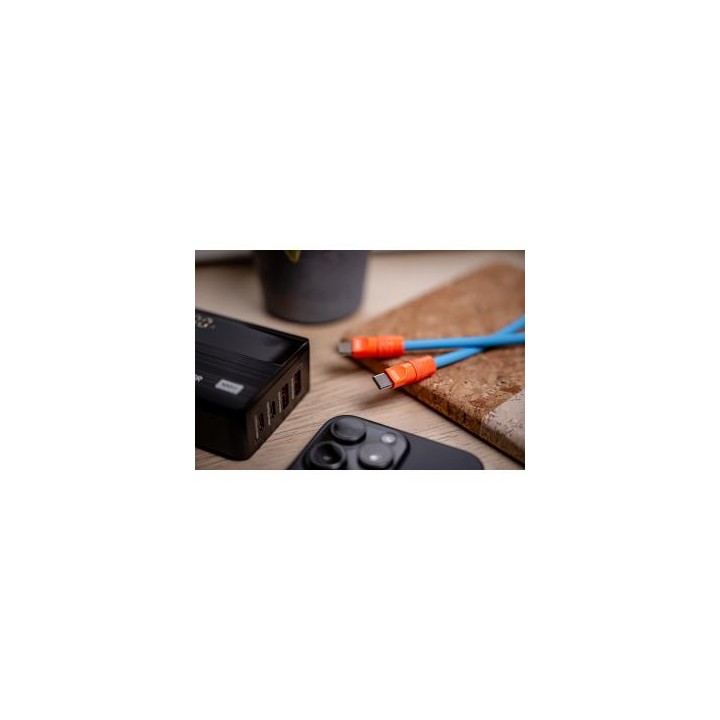 Kabel Newell USB-C - USB-C 100 W, 2 m, silikonowy, niebiesko-pomarańczowy