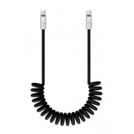 Kabel Newell USB-C - USB-C 100 W, 1,5 m, silikonowy, spiralny, czarny