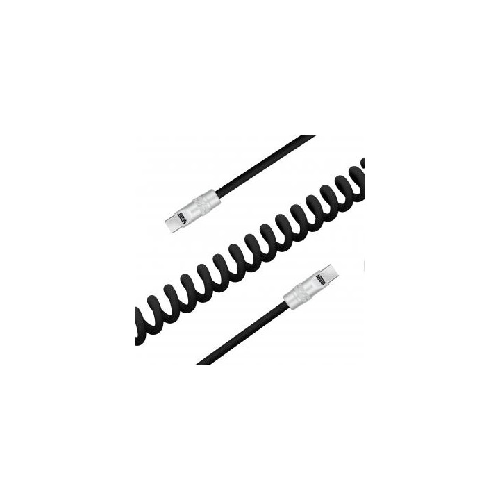 Kabel Newell USB-C - USB-C 100 W, 1,5 m, silikonowy, spiralny, czarny
