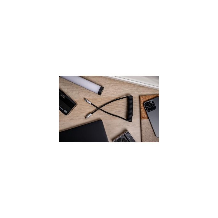 Kabel Newell USB-C - USB-C 100 W, 1,5 m, silikonowy, spiralny, czarny