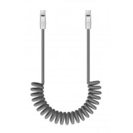 Kabel Newell USB-C - USB-C 100 W, 1,5 m, silikonowy, spiralny, szary