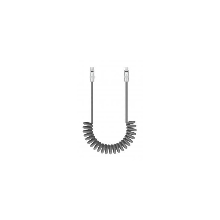 Kabel Newell USB-C - USB-C 100 W, 1,5 m, silikonowy, spiralny, szary