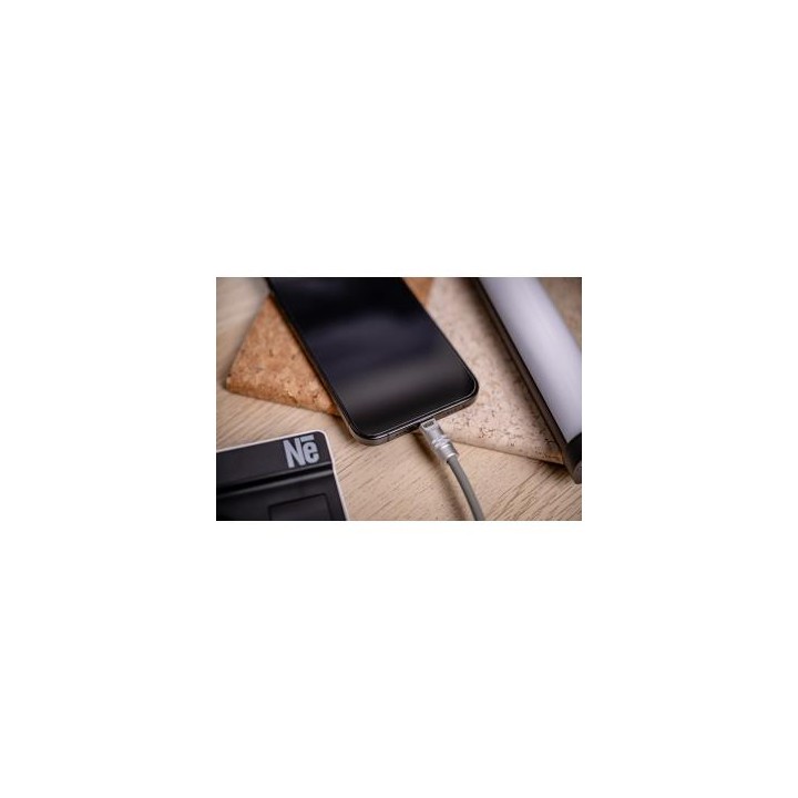 Kabel Newell USB-C - USB-C 100 W, 1,5 m, silikonowy, spiralny, szary