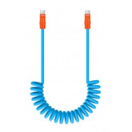 Kabel Newell USB-C - USB-C 100 W, 1,5 m, silikonowy, spiralny, niebiesko-pomarańczowy