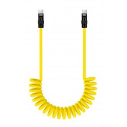 Kabel Newell USB-C - USB-C 100 W, 1,5 m, silikonowy, spiralny, żółto-czarny