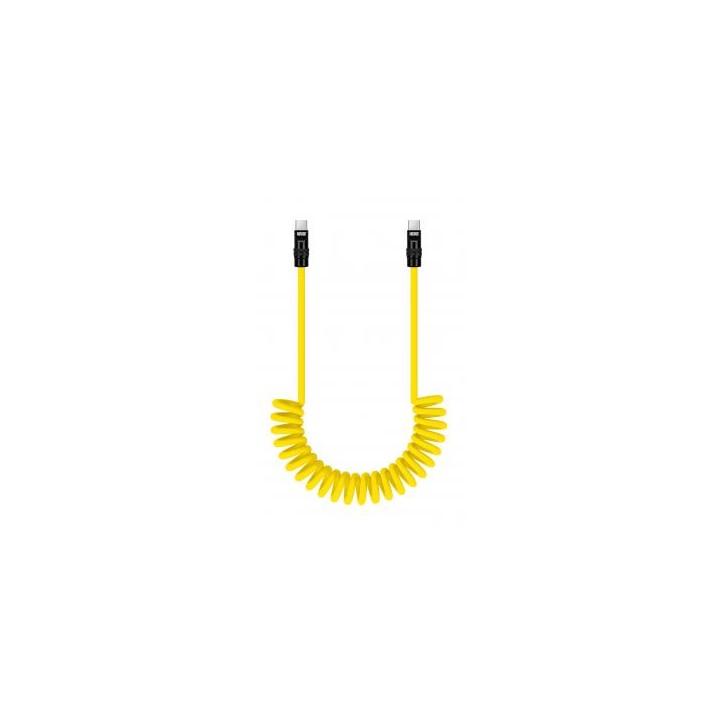 Kabel Newell USB-C - USB-C 100 W, 1,5 m, silikonowy, spiralny, żółto-czarny