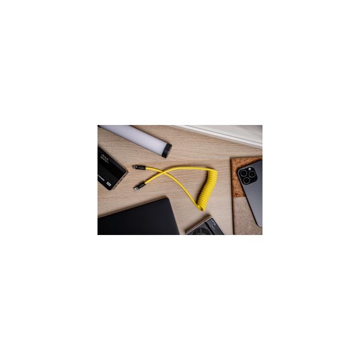 Kabel Newell USB-C - USB-C 100 W, 1,5 m, silikonowy, spiralny, żółto-czarny