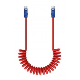 Kabel Newell USB-C - USB-C 100 W, 1,5 m, silikonowy, spiralny, czerwono-granatowy