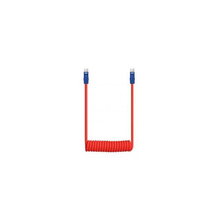 Kabel Newell USB-C - USB-C 100 W, 1,5 m, silikonowy, spiralny, czerwono-granatowy