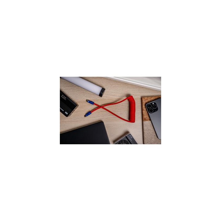 Kabel Newell USB-C - USB-C 100 W, 1,5 m, silikonowy, spiralny, czerwono-granatowy