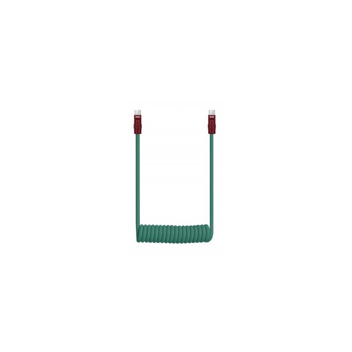 Kabel Newell USB-C - USB-C 100 W, 1,5 m, silikonowy, spiralny, zielono-bordowy