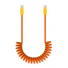 Kabel Newell USB-C - USB-C 100 W, 1,5 m, silikonowy, spiralny, pomarańczowo-żółty